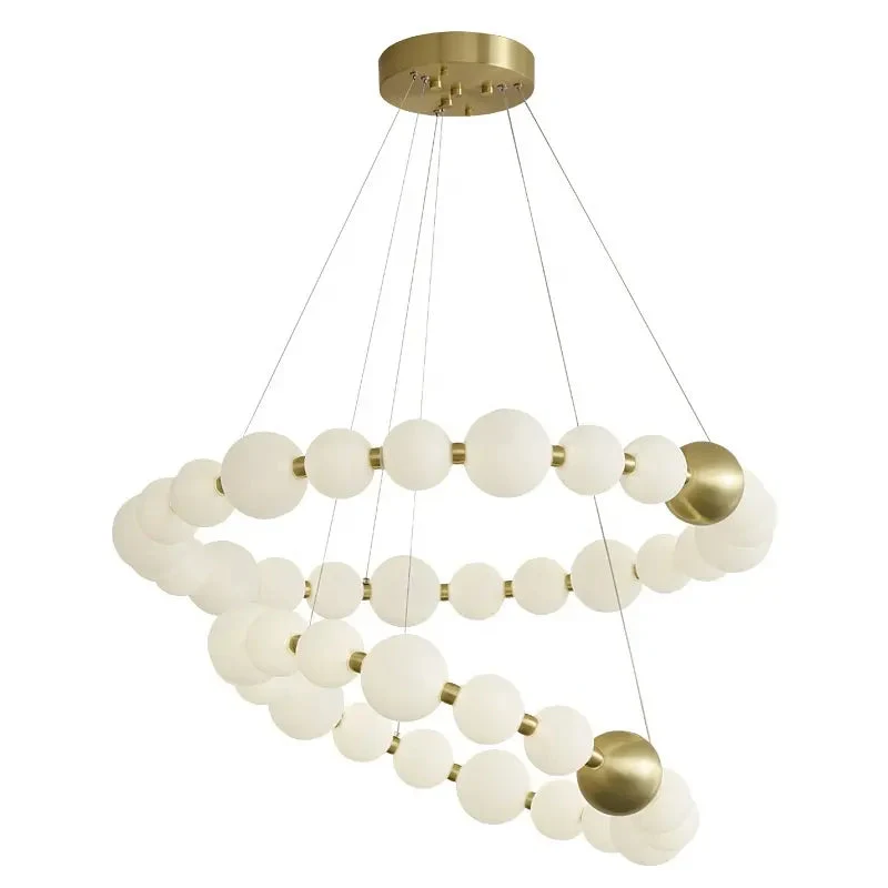 Brass LED Chandelier 3 Color Temperature Dimming Acrylic Ball