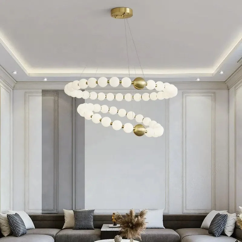 Brass LED Chandelier 3 Color Temperature Dimming Acrylic Ball