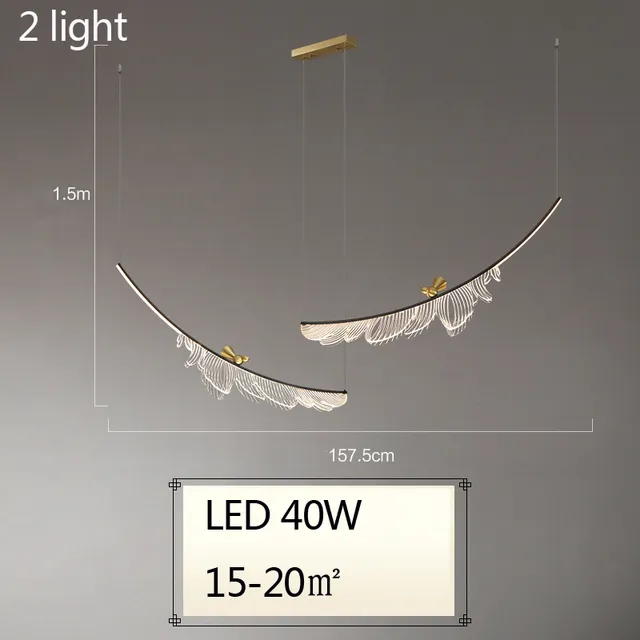 Art Design Leaves Chandeliers Feather Pendant Lights