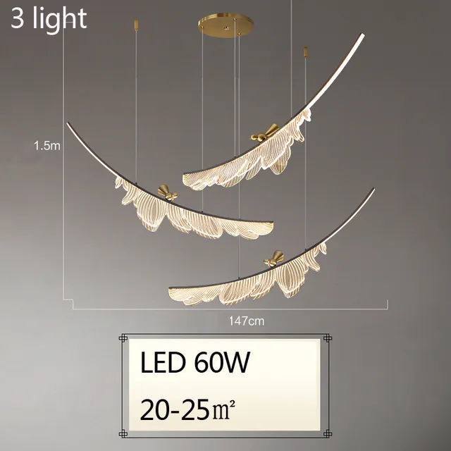 Art Design Leaves Chandeliers Feather Pendant Lights