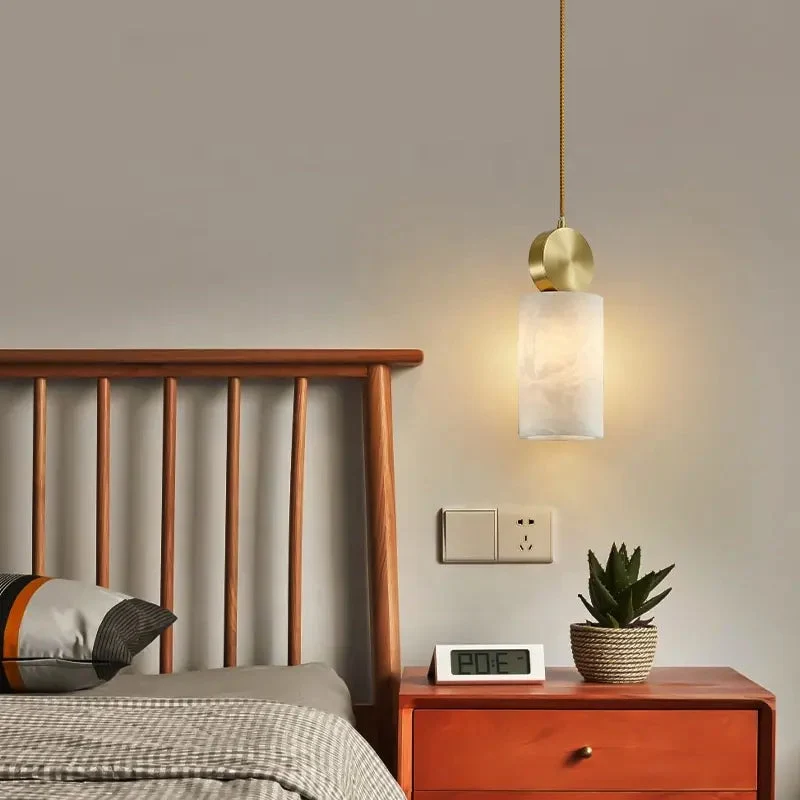Nordic Modern Copper Marble Light Luxury Pendant Light For Bedroom Restaurant Bedside Lamp Creative Simple Small Chandelier