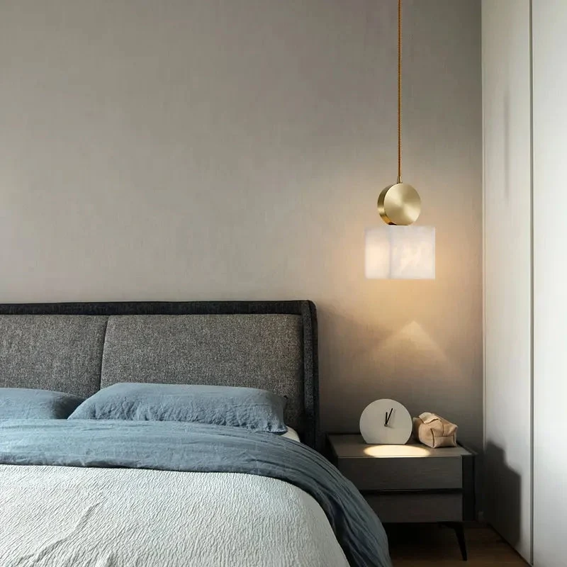 Nordic Modern Copper Marble Light Luxury Pendant Light For Bedroom Restaurant Bedside Lamp Creative Simple Small Chandelier