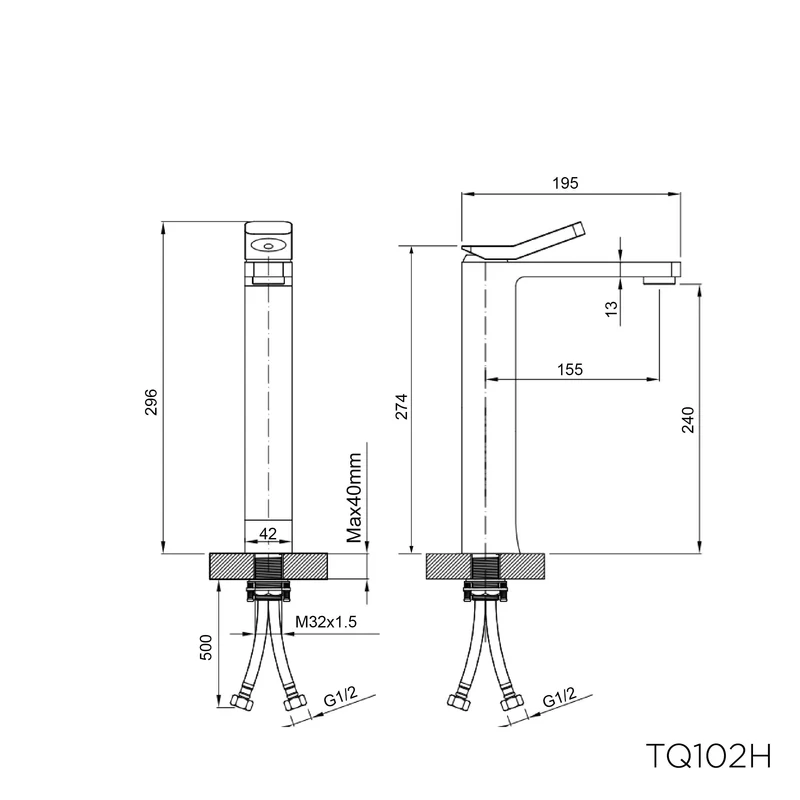 TQ102H - Quatrio Series High Basin Mixer