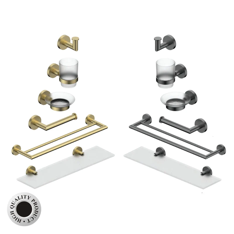 Coloseo Series 6pcs Set - Bathroom Accessories (Gunmetal / Matte Gold)