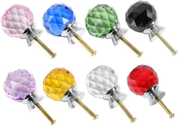 Vila Crystal Glass Diamond Shape Door Knob (1 pec) Drawer Pull Handle for Cabinet, Drawer, Cupboard, Wardrobe Home Decoration (30mm)