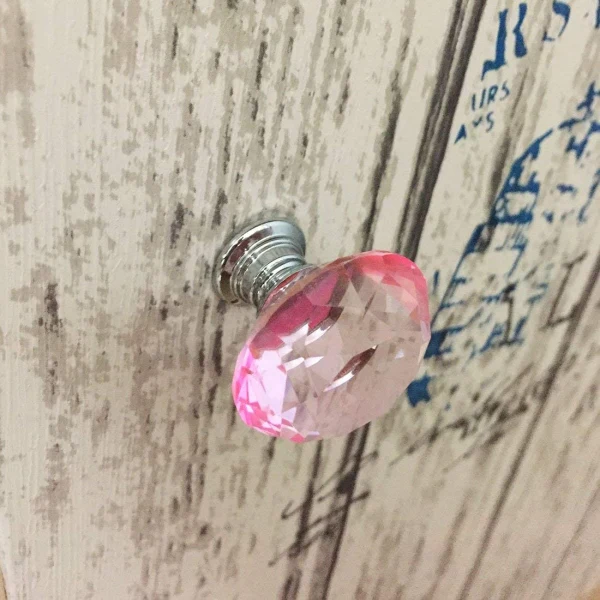 Vila Crystal Glass Diamond Shape Door Knob (1 pec) Drawer Pull Handle for Cabinet, Drawer, Cupboard, Wardrobe Home Decoration (30mm)