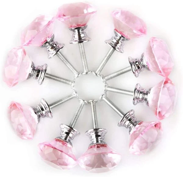 Vila Crystal Glass Diamond Shape Door Knob (1 pec) Drawer Pull Handle for Cabinet, Drawer, Cupboard, Wardrobe Home Decoration (30mm)