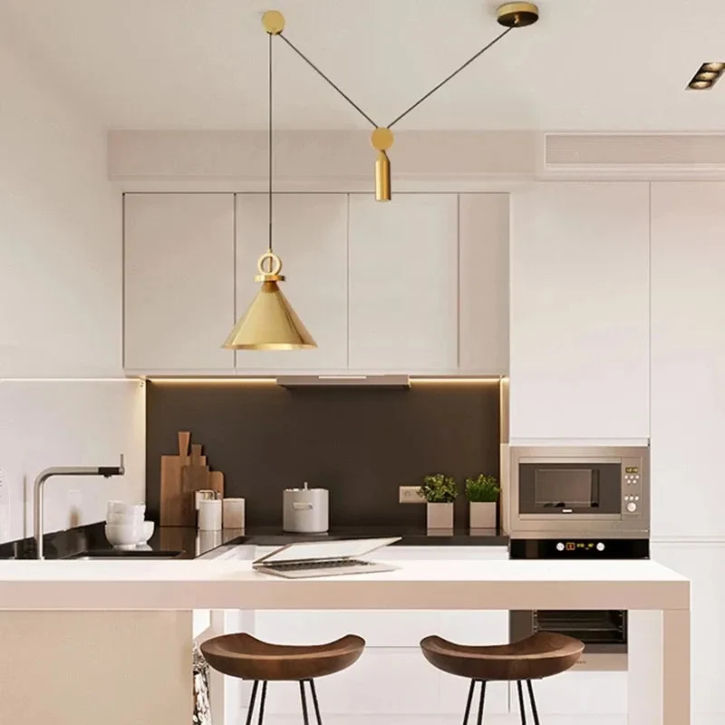 Gold LED pulley Pendant light Modern Fashion White Lamp For Dining Room Restaurant Bedroom Living Room Office Bar Droplight