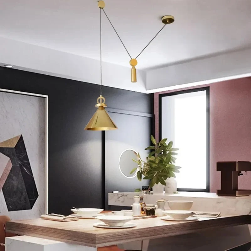 Gold LED pulley Pendant light Modern Fashion White Lamp For Dining Room Restaurant Bedroom Living Room Office Bar Droplight