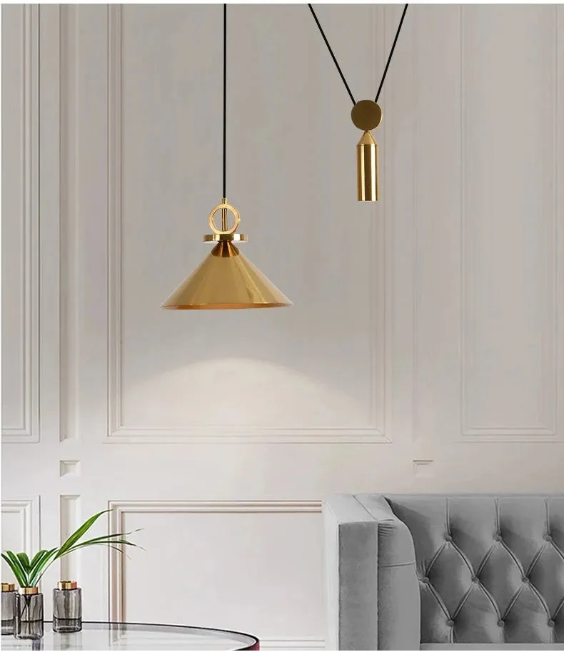 Gold LED pulley Pendant light Modern Fashion White Lamp For Dining Room Restaurant Bedroom Living Room Office Bar Droplight