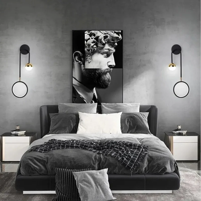 Modern Wall Lamp Retro Minimalist Background Light Stairwell Aisle Personalized Bedroom Bedside Nordic Creative Led Wall Lamps