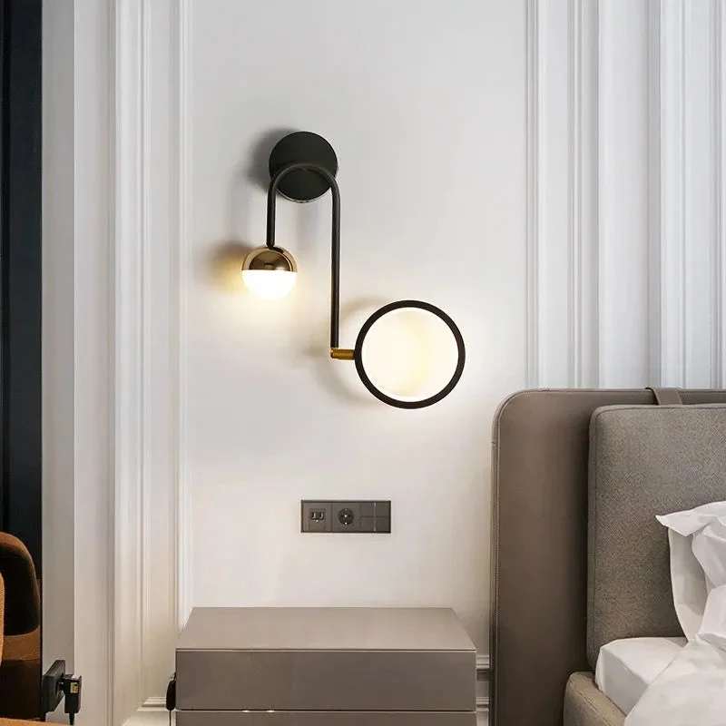 Modern Wall Lamp Retro Minimalist Background Light Stairwell Aisle Personalized Bedroom Bedside Nordic Creative Led Wall Lamps