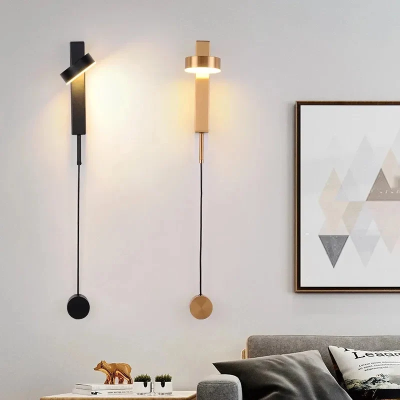 Bedroom Modern With Switch Pull Cord Adjustment Reading Wall Light