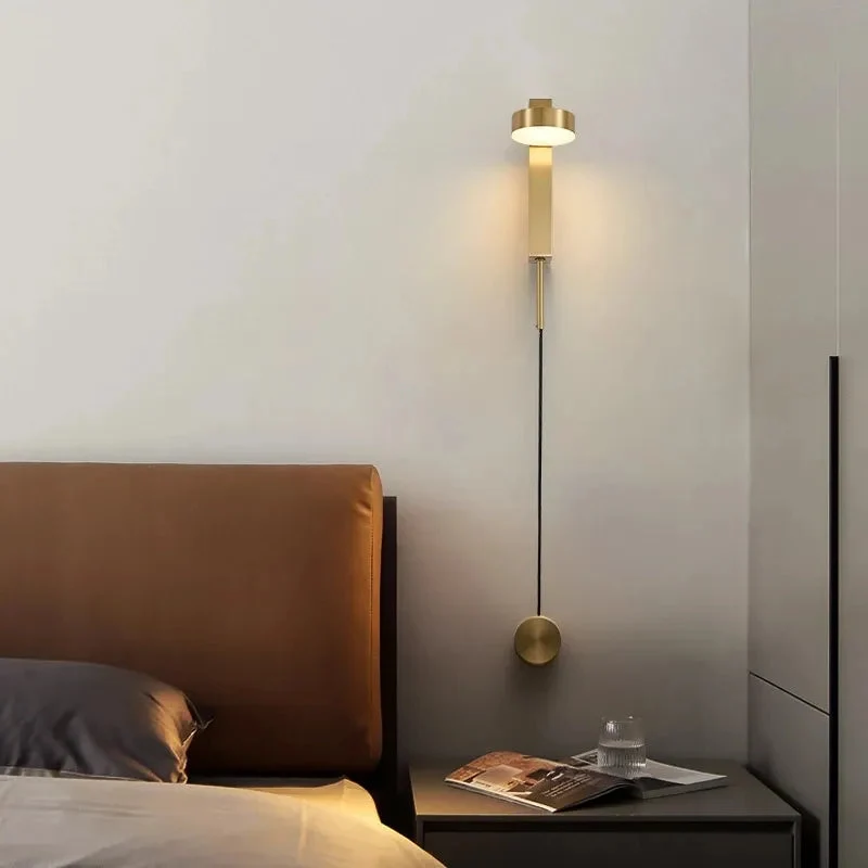 Bedroom Modern With Switch Pull Cord Adjustment Reading Wall Light