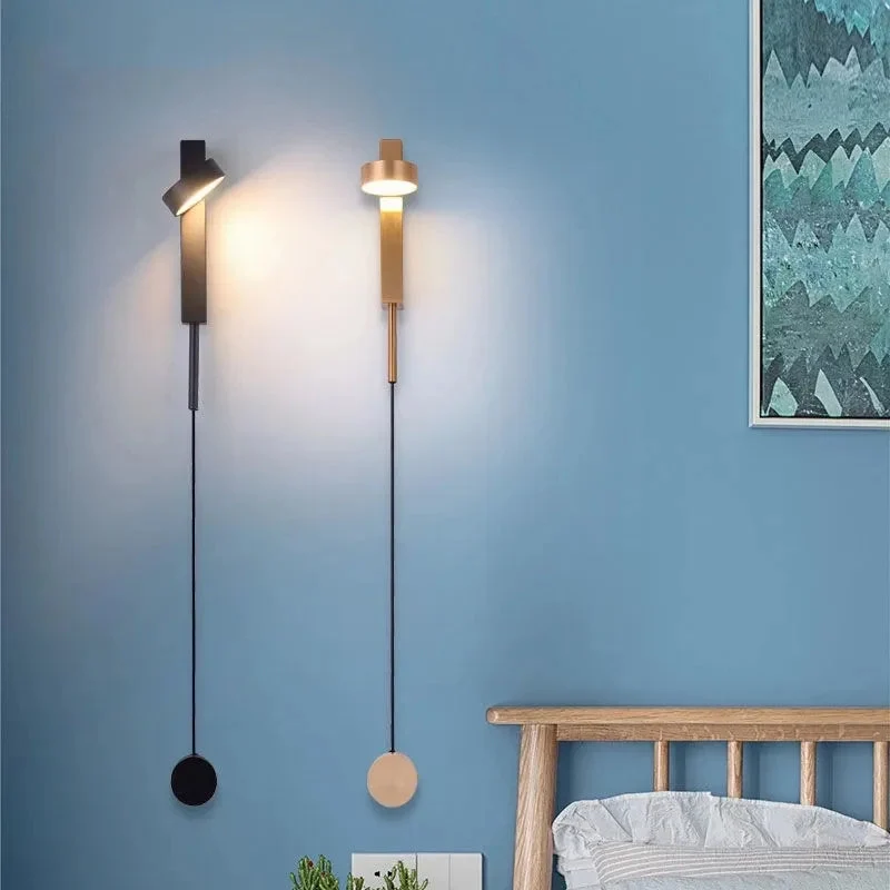 Bedroom Modern With Switch Pull Cord Adjustment Reading Wall Light