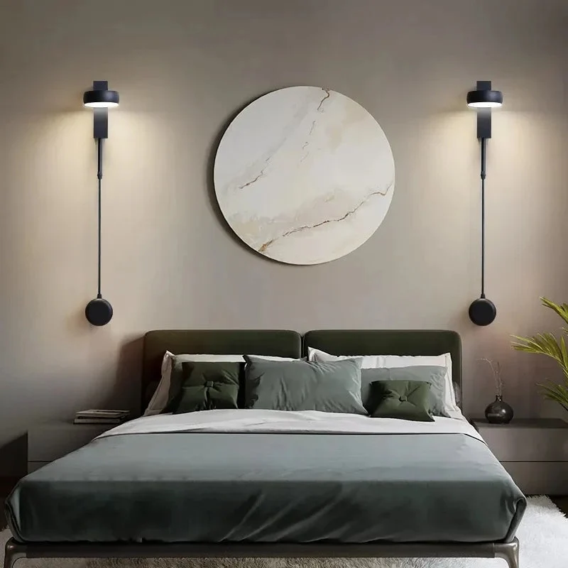 Bedroom Modern With Switch Pull Cord Adjustment Reading Wall Light