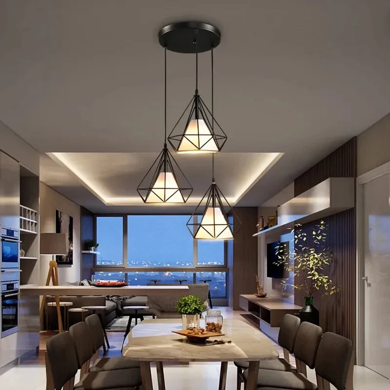 Modern chandelier interior lighting Nordic simple chandelier retro dining table kitchen island hanging lamp dining room lamp E27