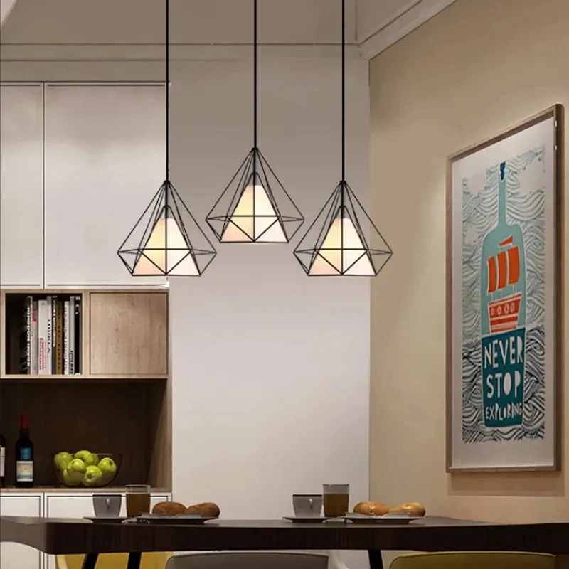 Modern chandelier interior lighting Nordic simple chandelier retro dining table kitchen island hanging lamp dining room lamp E27