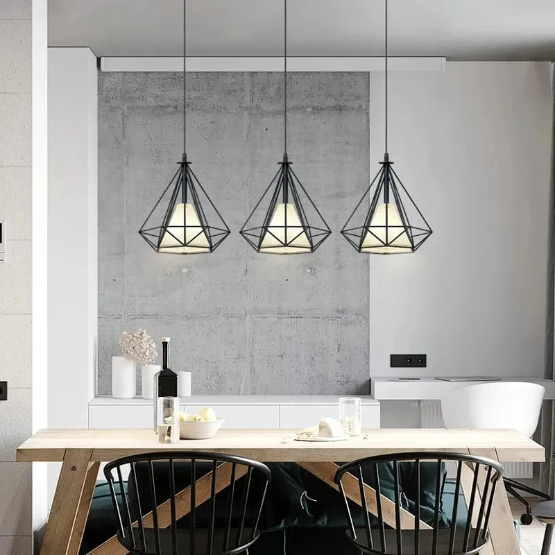 Modern chandelier interior lighting Nordic simple chandelier retro dining table kitchen island hanging lamp dining room lamp E27