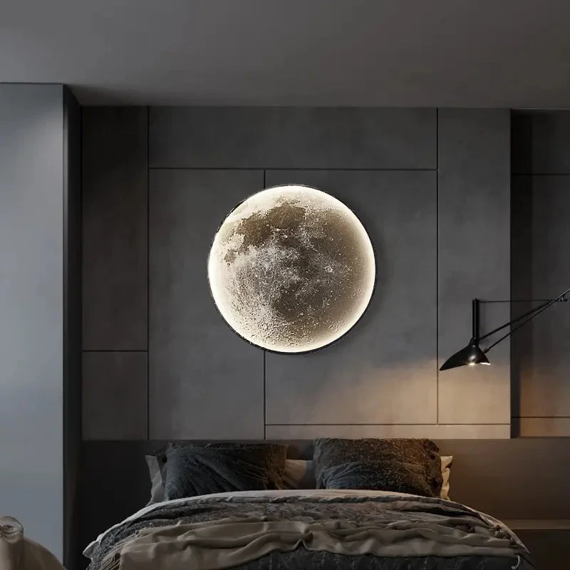 Nordic background wall moon mural lamp model room exhibition hall corridor wall lamp bedroom art decoration bedside lamp