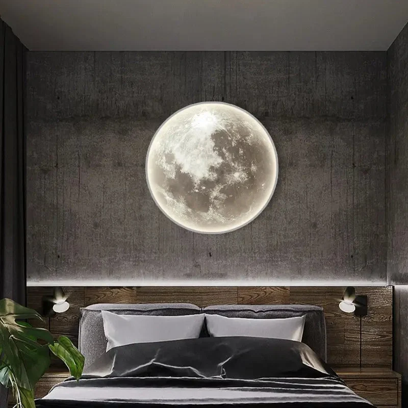 Nordic background wall moon mural lamp model room exhibition hall corridor wall lamp bedroom art decoration bedside lamp