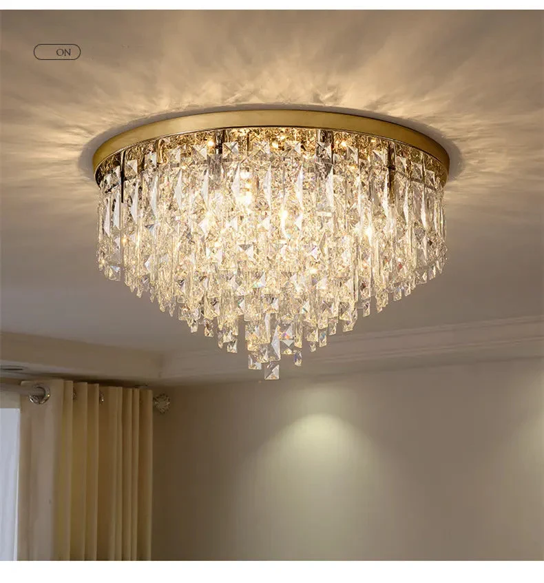 Modern Bedroom Crystals E14 Ceiling Lamp Lustre Lamp Steel Led Ceiling Lights Art Deco Led Chandelier Lighting Fixtures Lamp