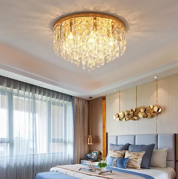 Modern Bedroom Crystals E14 Ceiling Lamp Lustre Lamp Steel Led Ceiling Lights Art Deco Led Chandelier Lighting Fixtures Lamp