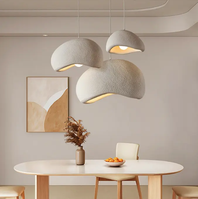 Nordic Villa Stair Wabi-sabi Style Pendant Chandelier Irregular Resin E27 Pendant Lights Staircase Suspend Lamp Decor Droplight