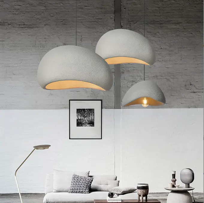 Nordic Villa Stair Wabi-sabi Style Pendant Chandelier Irregular Resin E27 Pendant Lights Staircase Suspend Lamp Decor Droplight