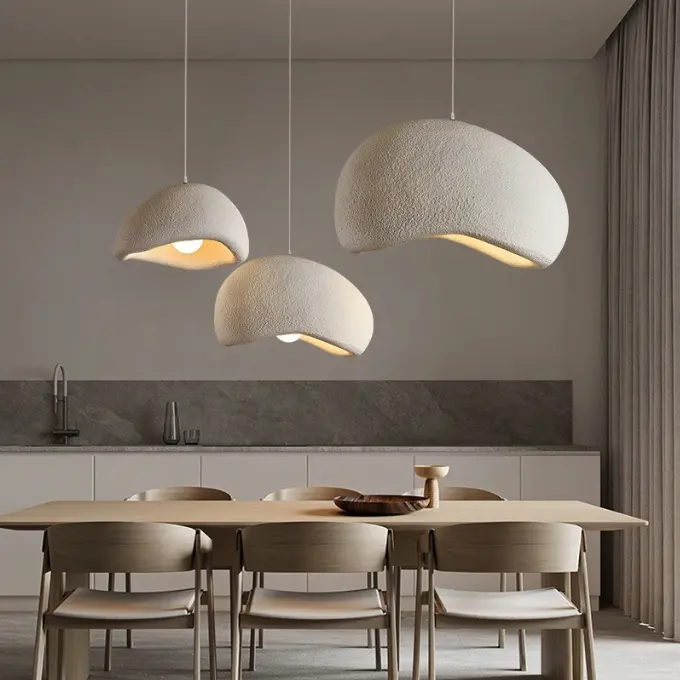 Nordic Villa Stair Wabi-sabi Style Pendant Chandelier Irregular Resin E27 Pendant Lights Staircase Suspend Lamp Decor Droplight