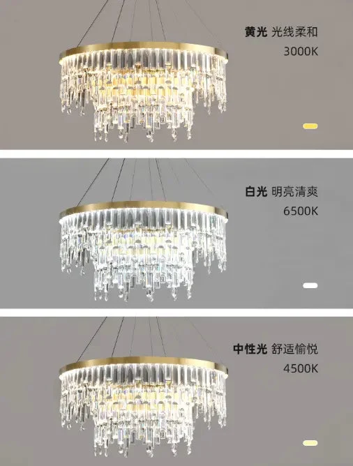 Luxury Modern Villa K9 Crystal Lustre Led Pendant Lights Round Gold Metal Led Suspend Light Living Room Led Luminarias Lamparas