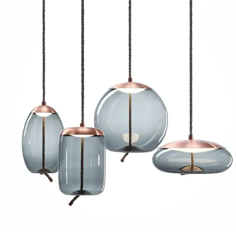 Nordic Modern Globe Industrial Decor LED Lighting Fixtures For Kitchen Restaurant Hanging Pendant Light Glass Chandelier