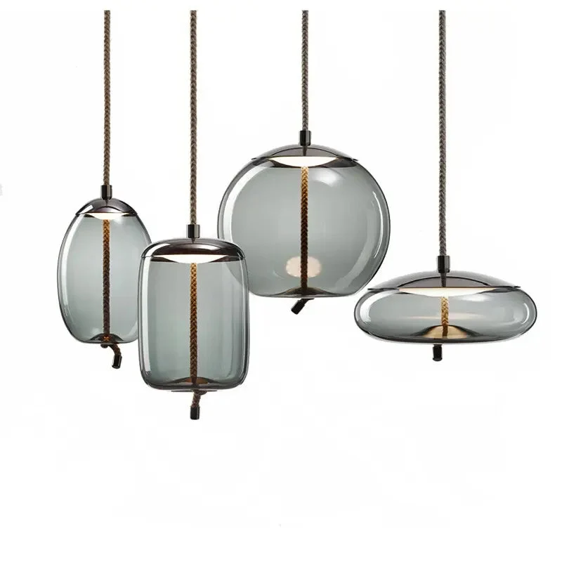 Nordic Modern Globe Industrial Decor LED Lighting Fixtures For Kitchen Restaurant Hanging Pendant Light Glass Chandelier