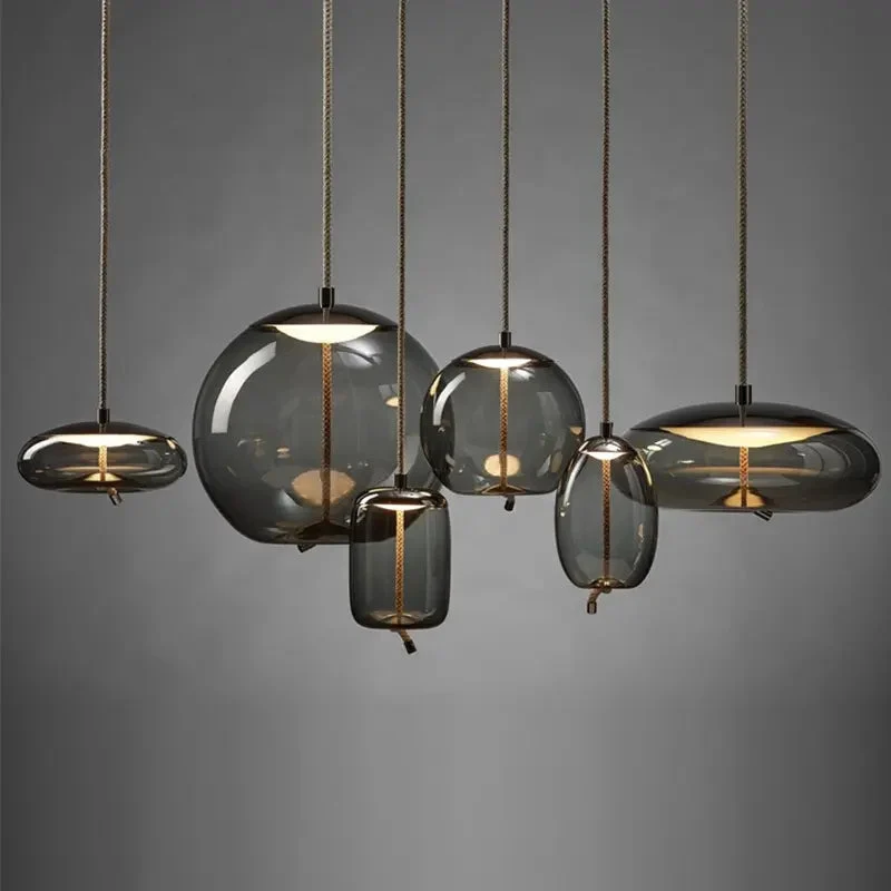 Nordic Modern Globe Industrial Decor LED Lighting Fixtures For Kitchen Restaurant Hanging Pendant Light Glass Chandelier
