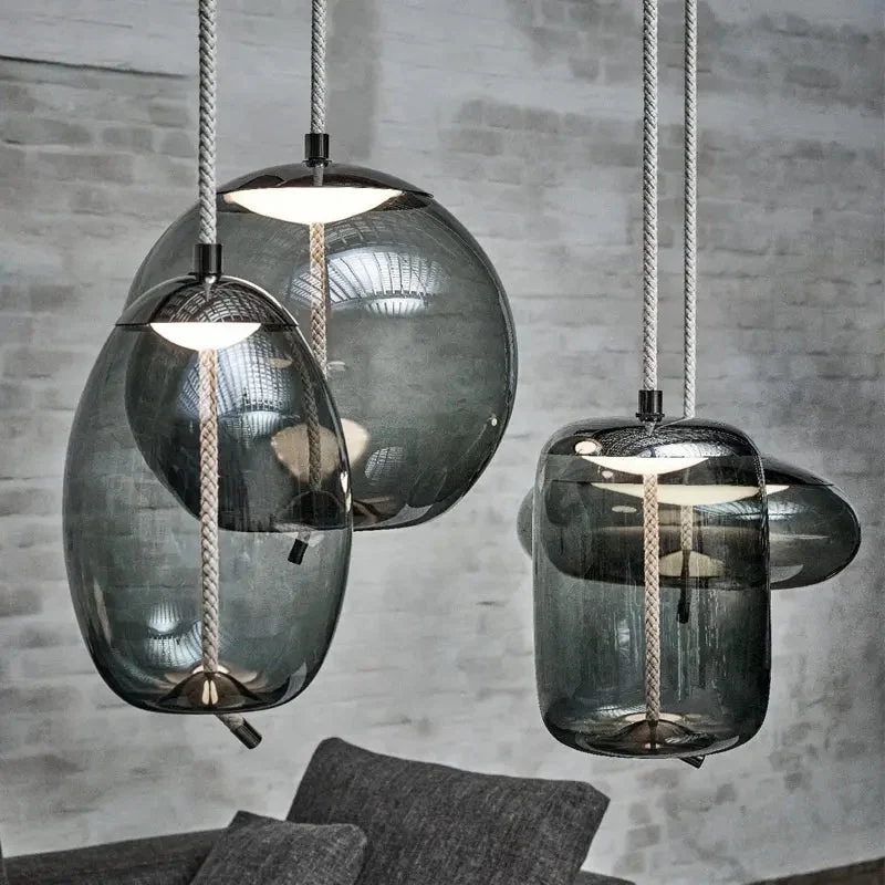Nordic Modern Globe Industrial Decor LED Lighting Fixtures For Kitchen Restaurant Hanging Pendant Light Glass Chandelier