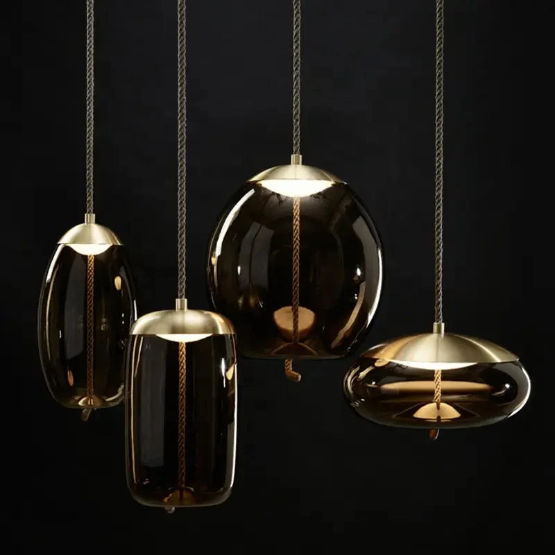 Nordic Modern Globe Industrial Decor LED Lighting Fixtures For Kitchen Restaurant Hanging Pendant Light Glass Chandelier