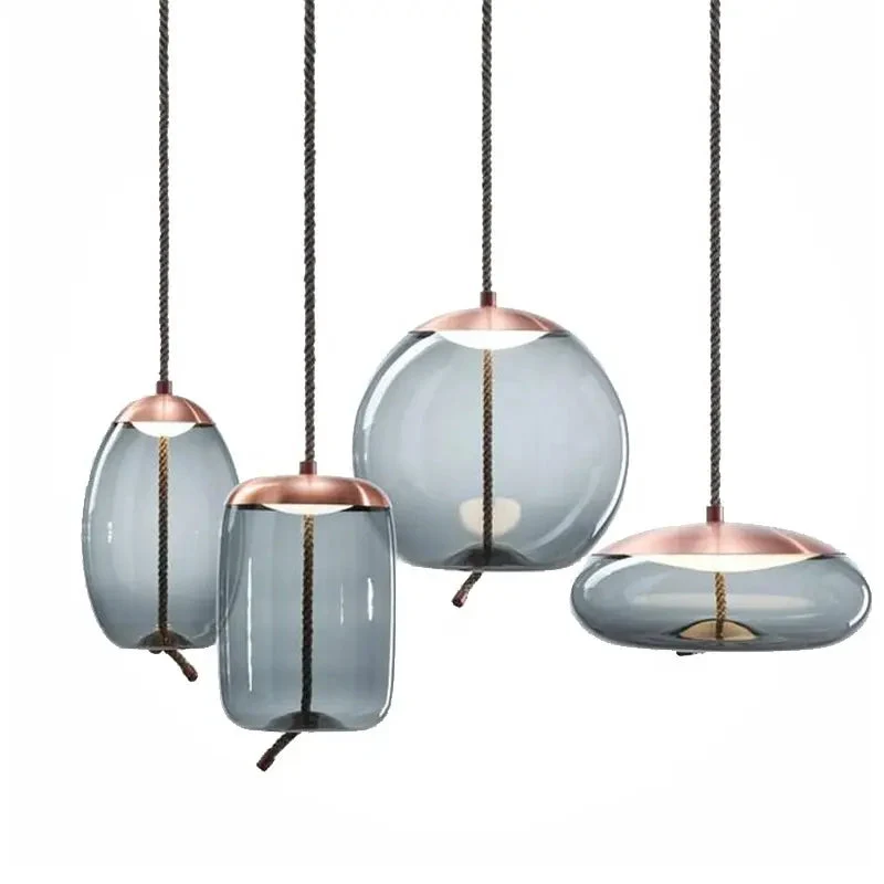 Nordic Modern Globe Industrial Decor LED Lighting Fixtures For Kitchen Restaurant Hanging Pendant Light Glass Chandelier