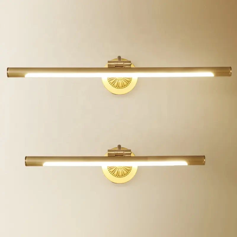 Nordic Retro Copper Mirror LED Headlight Mirror Cabinet Bathroom Light Vanity Wall Lamp Simple Toilet Makeup Lamp