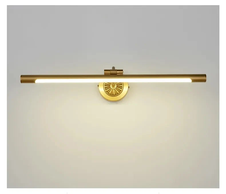 Nordic Retro Copper Mirror LED Headlight Mirror Cabinet Bathroom Light Vanity Wall Lamp Simple Toilet Makeup Lamp