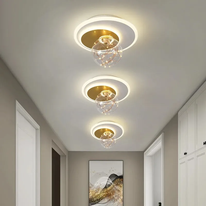 Modern Ceiling Lamp Gypsophila Metal+Glass Aisle Porch Corridor Balcony Living Room Bedroom Indoor Lighting Home Decor