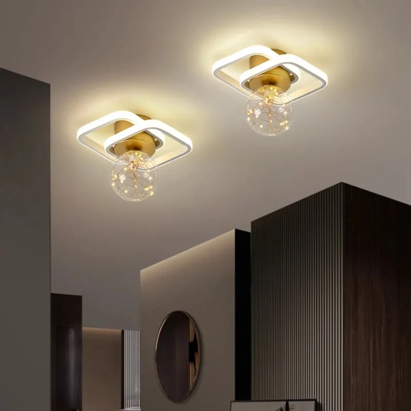Modern Ceiling Lamp Gypsophila Metal+Glass Aisle Porch Corridor Balcony Living Room Bedroom Indoor Lighting Home Decor