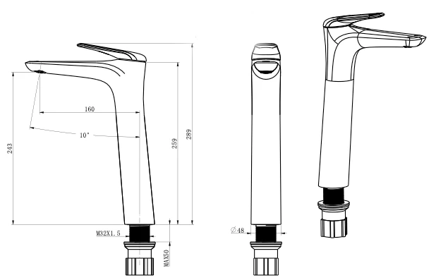 TN102H - Novella Series High Basin Mixer
