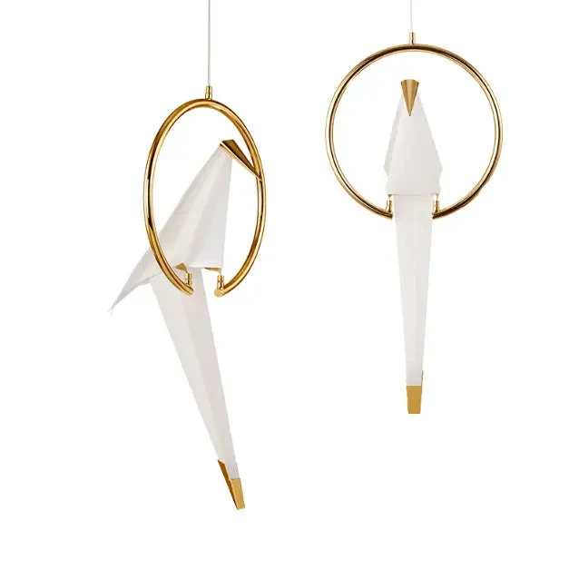 Thousand paper crane LED chandelier office Nordic bedroom post-modern study bedroom dormitory cafe bar bird lamp