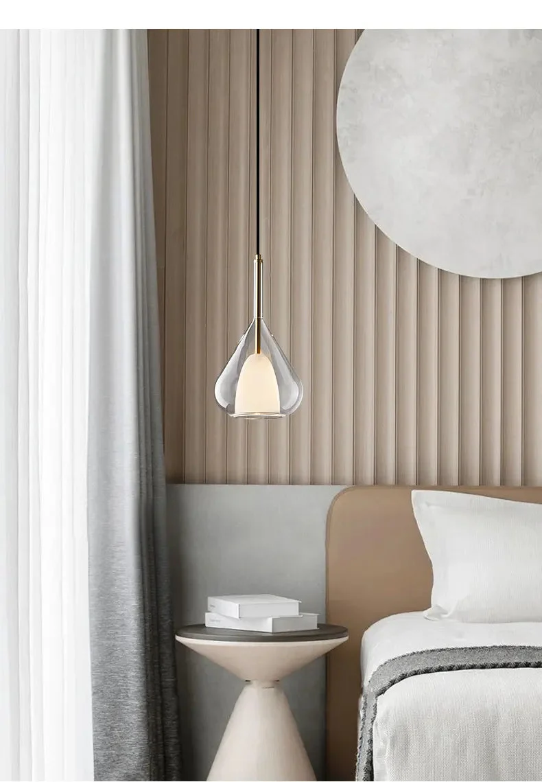 Nordic bedside glass chandelier bedroom simple Italian minimalist creative restaurant bar designer chandelier