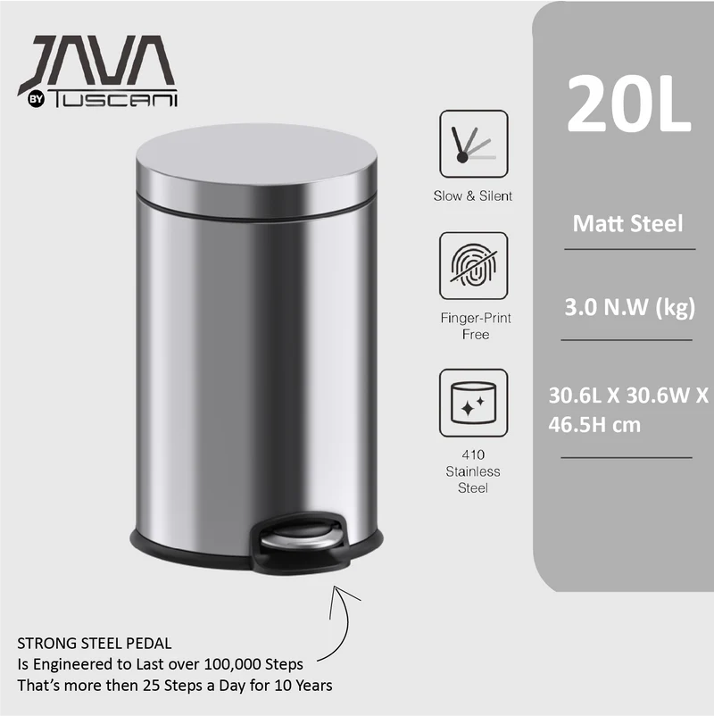 Tuscani JAVA TJ-8856 Matte Steel Pedal Bin