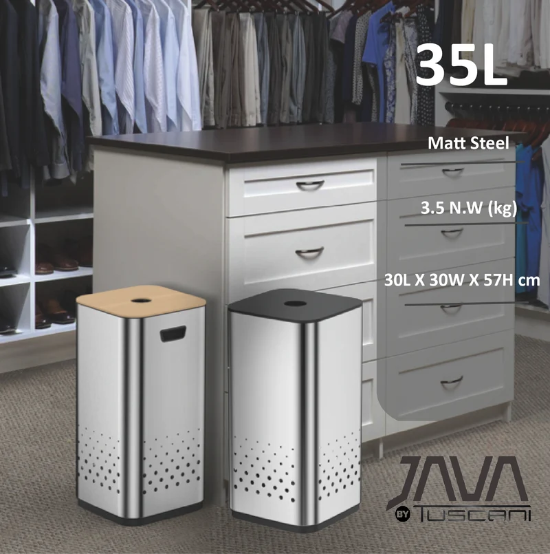 Tuscani JAVA Matte Steel Bin with Lid
