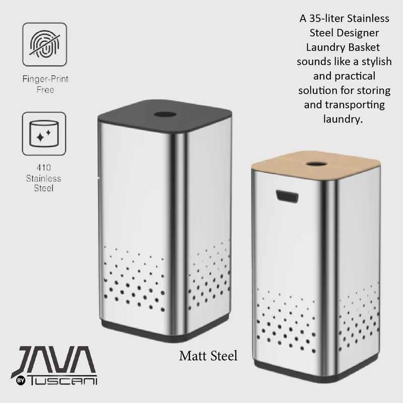 Tuscani JAVA Matte Steel Bin with Lid