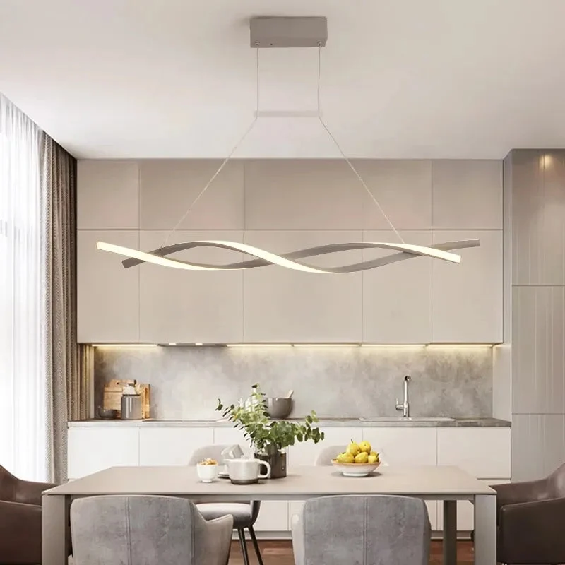 Modern Pendant Light for Kitchen Bar suspension 110V 220V Aluminum Wave Avize Lustre Pendant Lamp for Dining room Office