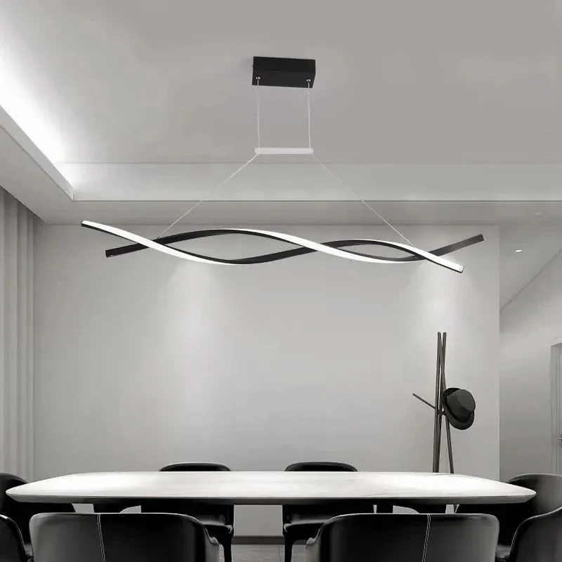 Modern Pendant Light for Kitchen Bar suspension 110V 220V Aluminum Wave Avize Lustre Pendant Lamp for Dining room Office