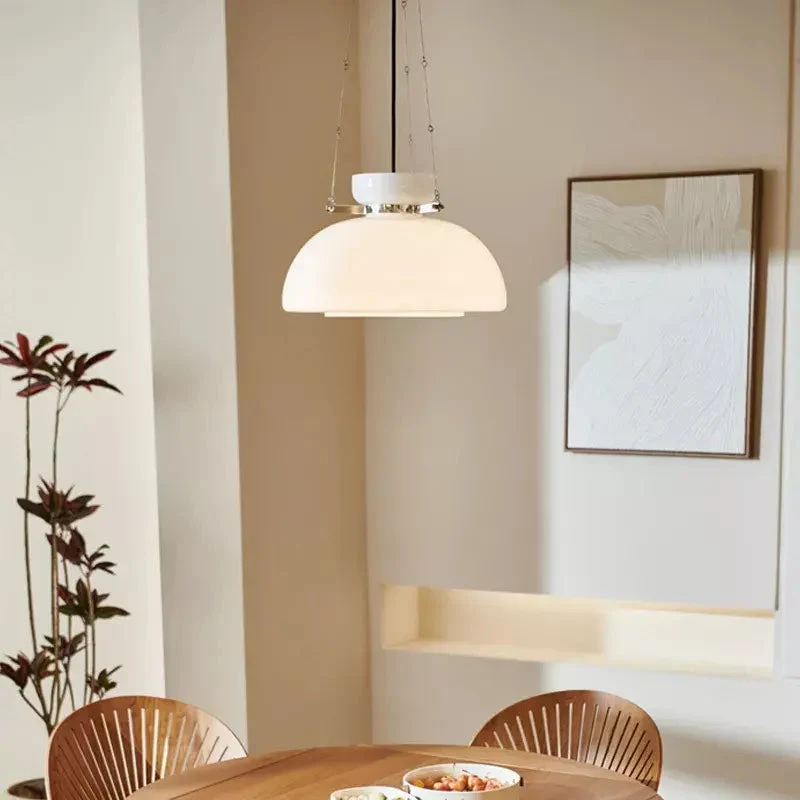 Bauhaus Medieval Milk White Glass Cream Pendant Lamp